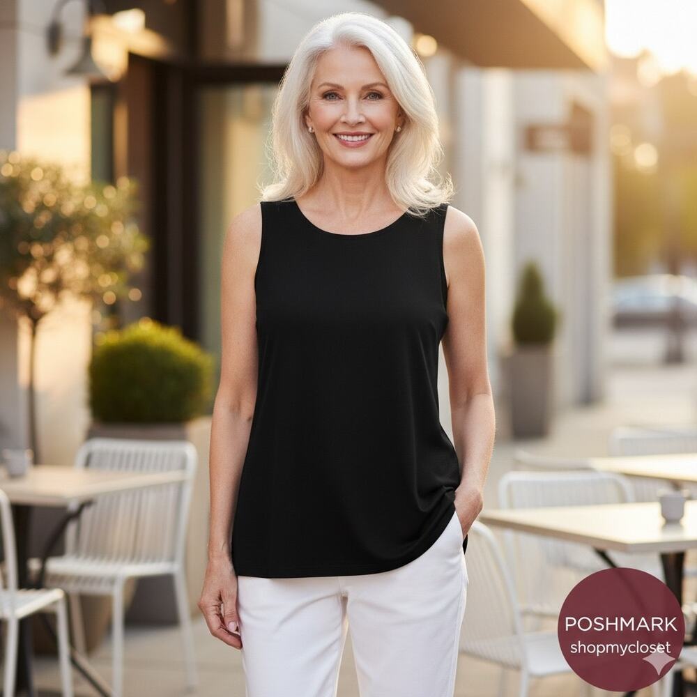 IC by Connie K Black Knit Tank Top Small